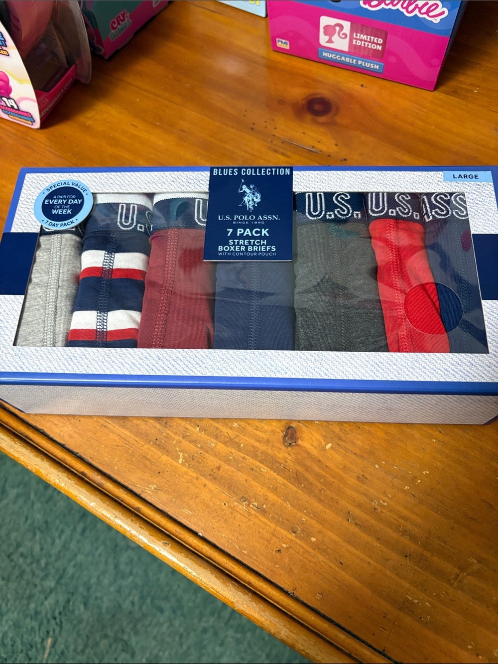 U.S. Polo Assn. 7-Pack Boxer Briefs — Navy, Red, Gray, White